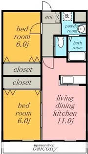 グリシーヌ藤英【2階】の間取り