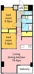 2LDKの間取り画像