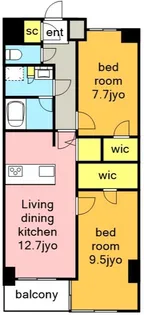 2LDKの間取り画像