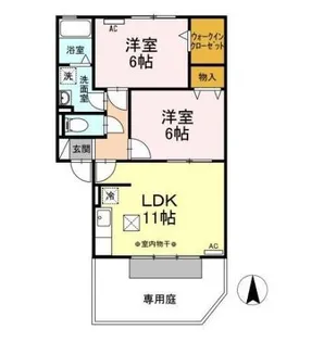 ウィルモア鴻の巣パーク【1階】の間取り