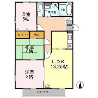 セントラルヒルズ B棟【2階】の間取り