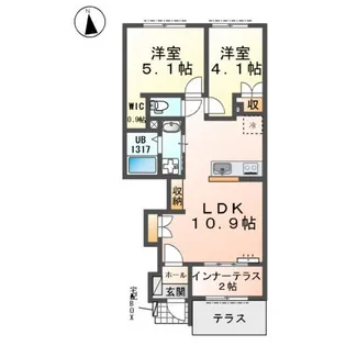 メゾンクレア【1階】の間取り