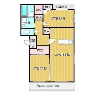 ヴェール梅里【3階】の間取り