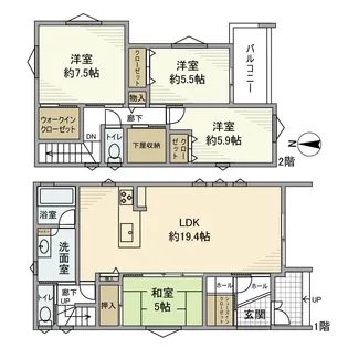 愛知県名古屋市天白区植田東3丁目【一戸建】の間取り