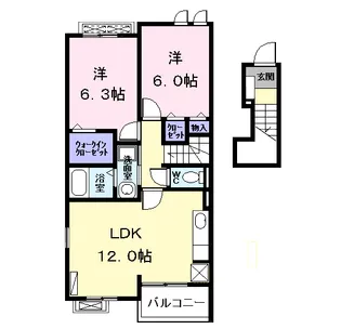 メゾン・ド・ソレーユⅡB【2階】の間取り