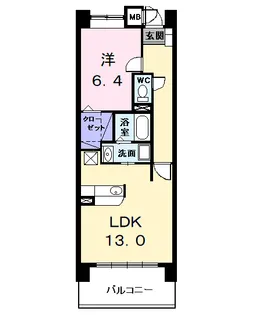 ラ アペイサント【6階】の間取り