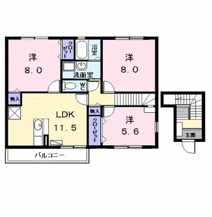 サワタリハイムB【2階】の間取り