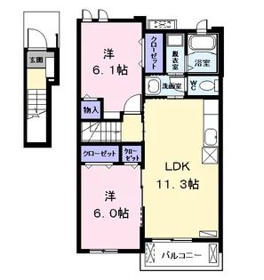 メゾン・ド・ソレーユⅡA【2階】の間取り