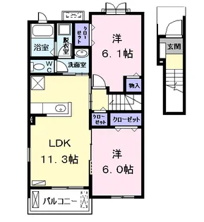 サニーフォルテB【2階】の間取り
