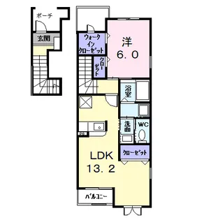ソレイユB【2階】の間取り