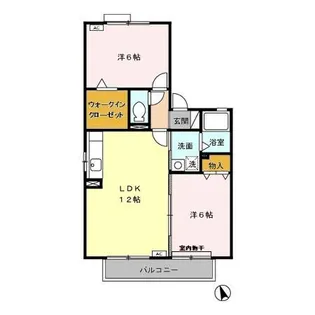 2LDKの間取り画像