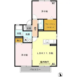 レジデンス・ラ・グラシューズ【2階】の間取り