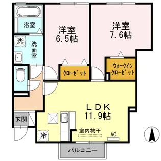 セジュールかすみ B棟【1階】の間取り
