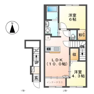 グランディール大治【203号室】の間取り