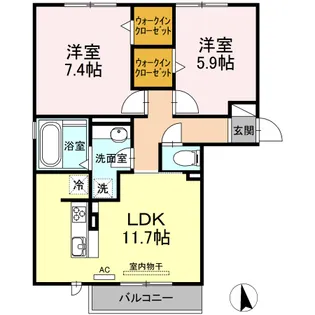 グランデ B棟【203号室】の間取り