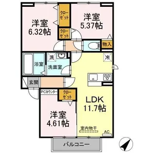 クオーレIII B棟【2階】の間取り