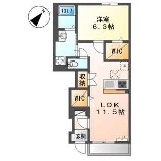 ラ・カシェット【1階】の間取り