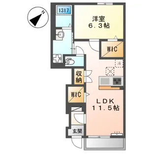 ラ・カシェット【105号室】の間取り