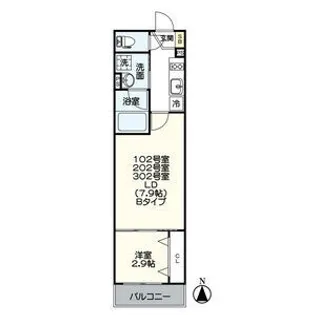 ジュネス稲葉地町【302号室】の間取り