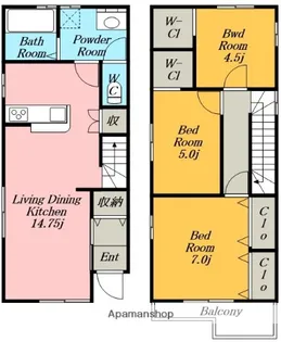 愛知県あま市七宝町川部三屋敷【一戸建】の間取り