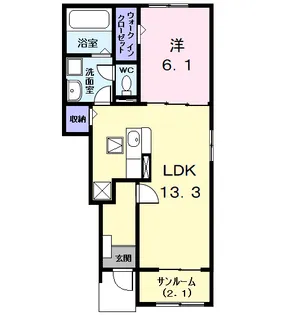 グランディールCー2【1階】の間取り