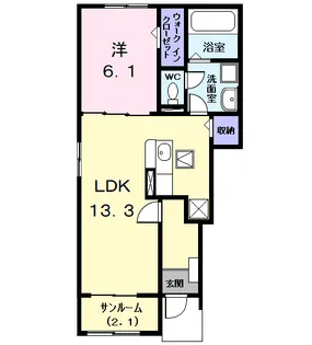 グランディールCー2【1階】の間取り
