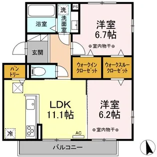 クロシェット【101号室】の間取り