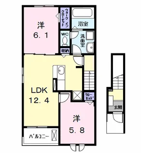 グランディールCー1【2階】の間取り