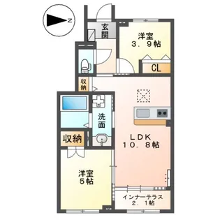 DUO TERRACE【102号室】の間取り