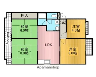 第2マンション鈴木(A,B)【B3号室】の間取り