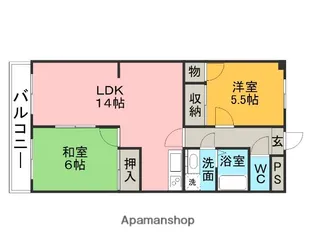 信和キャッスル【305号室】の間取り