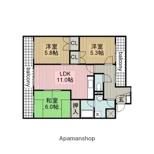 エスペランス池浦B棟【4階】の間取り