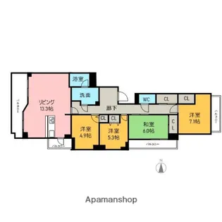 コープ野村新安城D棟【1110号室】の間取り