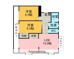 パープルタウン【201号室】の間取り