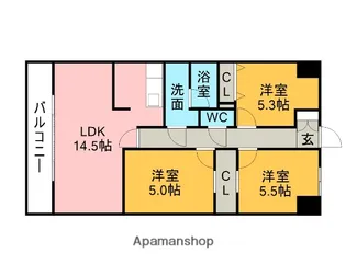 ロフティー池浦【303号室】の間取り