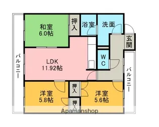 ジュネス神谷【1階】の間取り
