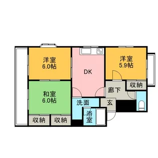 GREEN HOUSE TSURUTA【2階】の間取り