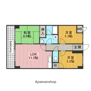 ソレイユ伊吹【2階】の間取り