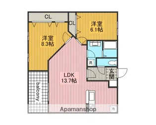 SUN石ナ曽根N【3階】の間取り