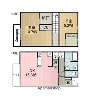 愛知県安城市住吉町5丁目【テラスハウス】の間取り