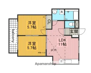 フレッドペリー【202号室】の間取り