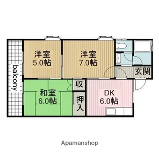 シャイン美園【A203号室】の間取り