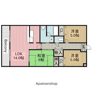 第2グランドビル永吉【4階】の間取り