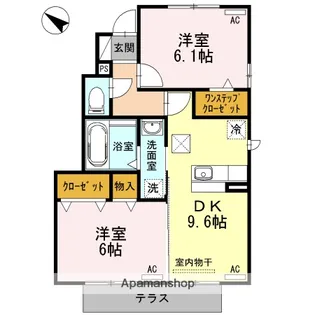 グランディール B【1階】の間取り