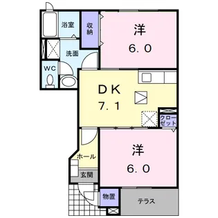 アビタシオン渡B【1階】の間取り