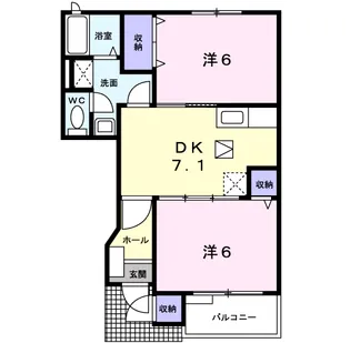 アビタシオン渡A【1階】の間取り