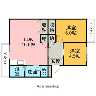 コーポラス城南【2階】の間取り