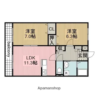 2LDKの間取り画像