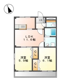 メゾン・ド・エレガンス【2階】の間取り