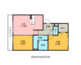 アベニール横山【B202号室】の間取り